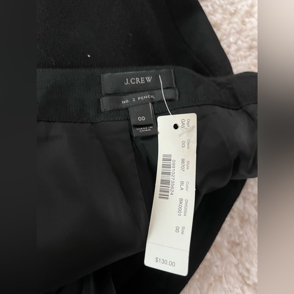 NWT J.Crew No 2 Wool Pencil Skirt Black in size 00 - Picture 11 of 11